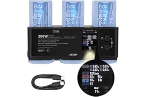 LKTOP 200W Air 3/Air 3S Battery Fast Charger Hub for DJI/Specta Air 3 Series Drone USB-C Power Adapter, with Gather Average Electricity/Fast Charging/Storage/LED/Alarm Mode, LED Display Screen