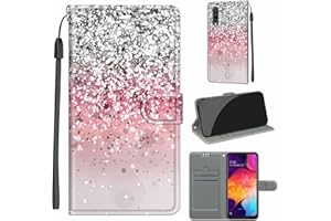 EVERAINY-EU Everainy Cover Compatibile per Samsung Galaxy A50 Silicone PU Pelle Portafoglio Libro Case Antiurto Bumper Motivo Magnetica Flip Protettiva Resistente Custodia (Rosa)