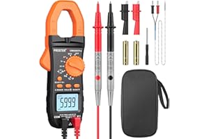 Proster Pinza Amperometrica Auto-Ranging Tester Multimetro Pinza Misura AC/DC Misuratore TRMS 6000 Counts Tester Resistenza Diodi Capacità NCV con Display Retroilluminato Luce e Clip a Coccodrillo
