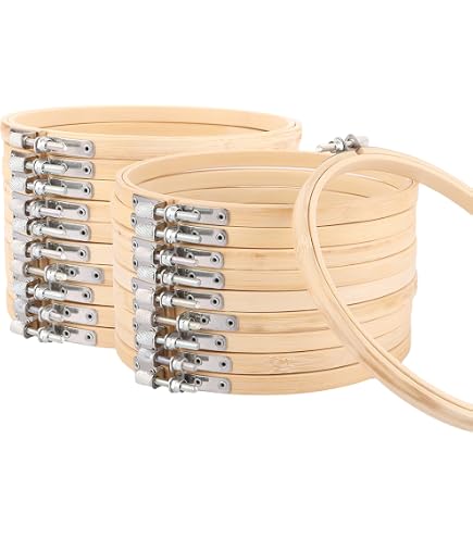 12 Cerceaux à Broder CASMIGC 10cm - Bambou Réglable Pour Broderie Et Couture