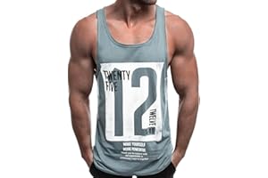 WAZZAP Débardeur Homme Musculation Gym Sport Bodybuilding Fitness Tank Top Imprimé Stringer sans Manches T-Shirt