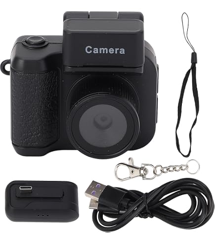 Mini Fotocamera Digitale Omana 1080p Rosa - Stile Retrò Con Portachiavi, 128GB SD Inclusa, Filtri, Regalo