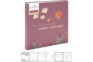 goldbuch 15 511 Babyalbum voller Wunder Wiese mit Blumen-Motiv, Leinenstruktur Fotoalbum mit 58 weißen Blankoseiten, Pergamin & 4 illustrierte Seiten, Baby Album, Papier, ca. 30 x 31 x 4 cm, Altrosa