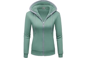 GEEK LIGHTING Sweat à Capuche Femme Doublé Polaire Chaud Veste d'hiver à Manches Longues Zippée Couleur Unie Veste Jacket Décontracté Rayé Hoodie S-2XL