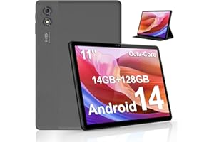 ‎ASCRECEM Ascrecem Tablet 11-calowy Android 14 Tablet dotykowy z 2,4G + 5G WiFi6 Octa-Core 14GB RAM 128GB ROM 1TB Widevine L1 8000mAh Podwójny aparat 8 MP+2MP Tablet PC z ochronnym etui szary
