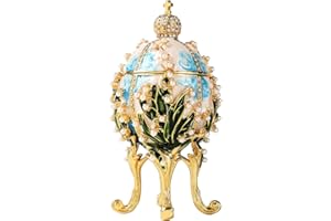 Furuida Klassisches Fabergé-Ei-Schmuckkästchen mit Emaille-Strasssteinen, viktorianischer Stil, Ornamente, Geschenk für Heimdekoration (himmelblau)