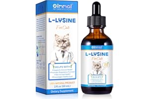 OIMMAL L-Lysine for Cats, Immune Support Drops for Cats Support Respiratory Function, Sneezing & Runny Nose - Pet Liquid Supplement for Eye Function & Cat Skin Coat - Chicken Flavor, 2 fl oz / 60 ml