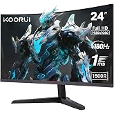 Koorui 24E6CA 23.6" Monit&ouml;r, Monit&ouml;r&uuml;, Monit&ouml;rler ile Y&uuml;ksek Hızlı Oyun Deneyimi, 180Hz Yenileme Hızı, 1500R Kavisli Ekran ve