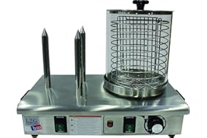 L2G -Chauffe-Saucisse Électrique - Machine à Hot Dog en Inox - Bocal Avec Grille Intérieure Inox Ø20 cm - 3 Plots Chauffants pour Pain à Hot Dog - Thermostat 0/110°C - l.29 x L.53 x H.40 cm