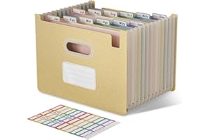 EcoStash Cartella Portadocumenti A4, 12 Tasche Porta Documenti in Paglia di Grano, Raccoglitore Documenti Espandibile, Apertura Superiore, Senza BPA, Ritorno alla Natura, Vita Sana - Giallo Grano