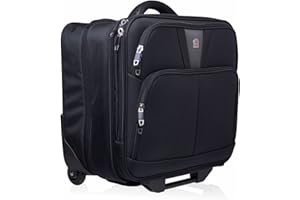 Tassia Wheeled Laptop Case with Overnight Compartment - Pilot Case with Laptop Storage Section - Business Briefcase Roller Hand Luggage, 17 inch Laptop Case