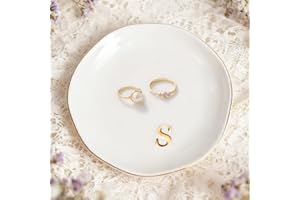 SHXWELL Trinket Dish Gifts for Women, Ceramic Jewelry Dish, Small Ring Dish, Birthday New Home Wedding Christmas Friend Gifts for Her, Jewellery Tray, Room Decor (Tray-S)