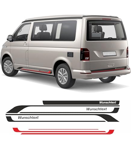 Bandes Latérales Autocollantes Auto-Dress Pour VW T4 T5 T6 - Édition Originale Noir Mat