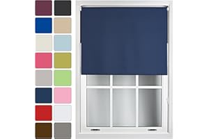 FURNISHED Roller Blinds Window Blackout Blind Made to Measure - Black Out Thermal Fabric Durable Fittings - Roller Blind, Navy, Up to 240cm