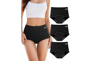 TANSTC Culotte Menstruelle Coton Flux Tres Abondant, Fuite pour Règles, Post-Partum, Récupération, Protection Hygiénique Lavable pour Regle, Culotte Menstruelle Adolescente Taille Haute, Lot 3