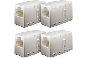 deleyCON 4 Pezzi Accoppiatore RJ45 (1000 Mbit) Gigabit Prolunga del Cavo LAN Cavo di Rete Ethernet Adattatore Connettore Compatibile con Cat8, Cat7, Cat6, Cat5 Cavo Patch LAN DSL POE Presa RJ45 2X
