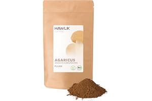 ‎HAWLIK HAWLIK Vitalpilze Agaricus Pulver - 100g im Standbodenbeutel - Ideal Zum Untermischen - Natürlicher Anbau - Schonende Trocknung - Vegan