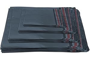 YUNJU 100x Grey Mailing Bags - Assorted Sizes, 100% Recyclable Parcel Bags, Self-Seal Postage Bags for Clothes - Strong & Sealable Plastic Envelopes, Ideal for Large to Small Postal Packing Shipping Posting