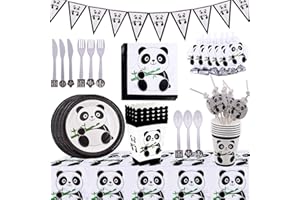 BETOY 94 Pezzi Set di Decorazioni per Feste Panda, Piatti in Carta Panda e 40 Pezzi Tovaglioli Panda Baby Decorazioni per Feste di Compleanno per Ragazzi Ragazze e Baby Shower