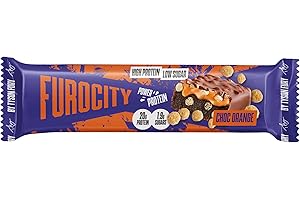 Furocity Protein Bars, Chocolate Orange Flavour, High Protein, 20g Protein per Serving, Low Calorie, Low in Sugar, Ideal Pre and Post-Workout Snack, 15 x 60g Bars