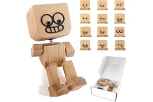 Audasi SchüTtelmann Aus Holz, Kleine Holzfigur mit 12 AusdrüCke Wackelnder holzmann Handgefertigter Wackelfigur Wackelfigur Auto für Armaturenbrett Autozubehör Schreibtisch Dekoration Figurine