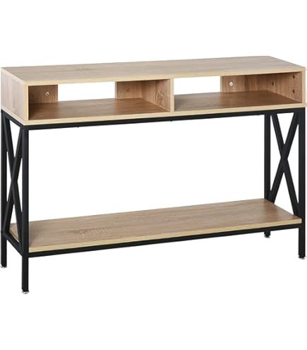 Table Console Industriel Chêne 100x34,5x75 Cm - Avec Tiroir Et étagère, Pieds Réglables, Gain De Place, VidaXL