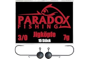 Paradox Fishing Lot de têtes plombées 2/0 3/0 4/0 5-28 g – 15/25 pièces – Têtes plombées en caoutchouc avec tête plombée pour poisson en caoutchouc, sandre, accessoires de pêche