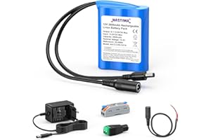 NASTIMA 2600mAh 28,08Wh 12V Wiederaufladbarer Lithium-Ionen-Akku, Geeignet für Kamera, Camcorder, MP3-Player, Elektronische Keyboard, CCTV-Kamera, Router, usw. Inklusive Ladegerät und Steckverbinder