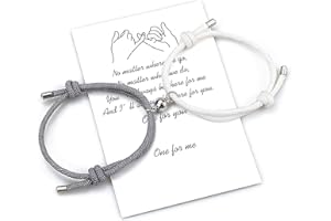 free-space Coppia di braccialetti magnetici Set di reciproca attrazione corda fatta a mano per 2 braccialetti intrecciati abbinati Voti di amore eterno regalo per donne uomini