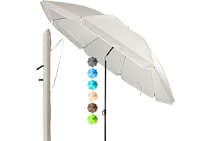 4smile Sonnenschirm Strand SunnyJoy, Beige - UPF 50+ Strandschirm Ø 180 cm, sicherer Sonnenschutz Strand, Strandschirm windfest stabil - Sonnenschirm mit Schutzhülle