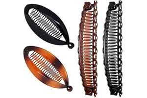 LIURFLNC 4 Stück Bananenspange, Banana Clip, Rutschfeste Vintage Bananen Clip für Frauen Dickes und Dünnes Langes, Lockiges Glattes Haar Pferdeschwanz, Fischschwanz Banana Hair Clip für Modische Frisuren