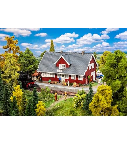 Gare Avec Guichet Autonome Outland Models - Modélisme Ferroviaire échelle H0, Plastique Multicolore