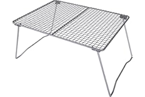 Boundless Voyage Titanium Charcoal BBQ Grill Net with Folding Legs for Camping Beach Picnic Meat Food Barbecue Desk Tabletop Ti15160B