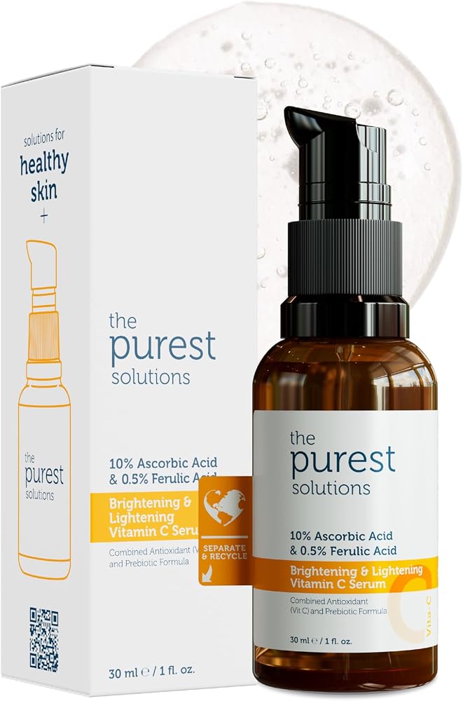 The Purest Solutions, C Vitamini Aydınlatıcı ve Cilt tonu Eşitleyici Cilt Bakım Serumu 30 ml (%10 Ascorbic Acid & Ferulic Acid%0,5)