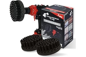 Kornely Brosse de Perceuse Premium – Ultra-Dure 13 cm Noire Lot de 3 | Brosse de Nettoyage Anti-Rayures pour Béton, Maçonnerie, Grilles BBQ, Rouille, Chantier et Rénovation Pierre