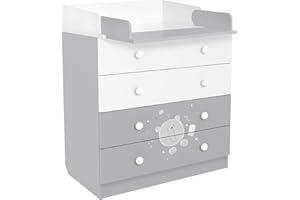 Polini Kids Wickelkommode Wickeltisch French Teddy weiß-grau, 1530.55