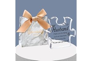 MOTONG Husband Birthday Gifts with Gift Box, Gifts for Christmas, Gifts for Husband, Acrylic Plaque Block Puzzle Shaped Husband Birthday Gifts 3.9x3in Memorial Valentine Gifts for Husband from Wife