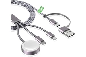 Ladekabel für Apple Watch und iPhone Ladegerät - 120cm USB C Charging Kabel Ladestation für iWatch Serien, 3 in 2 SchnellLadekabel für iPhone 16/15/14/13/12/11/iPad/AirPods