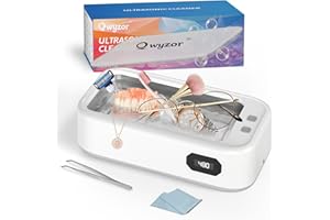 QWYZOR Limpiador Ultrasonidos, 640ml Limpiador Ultrasónico, 49000Hz Limpiador Gafas Ultrasónico, 5 Modos Ultrasonic Cleaner, Maquina Ultrasonidos Limpieza para Gafas, Dentaduras, Joyas, Relojes, Razors