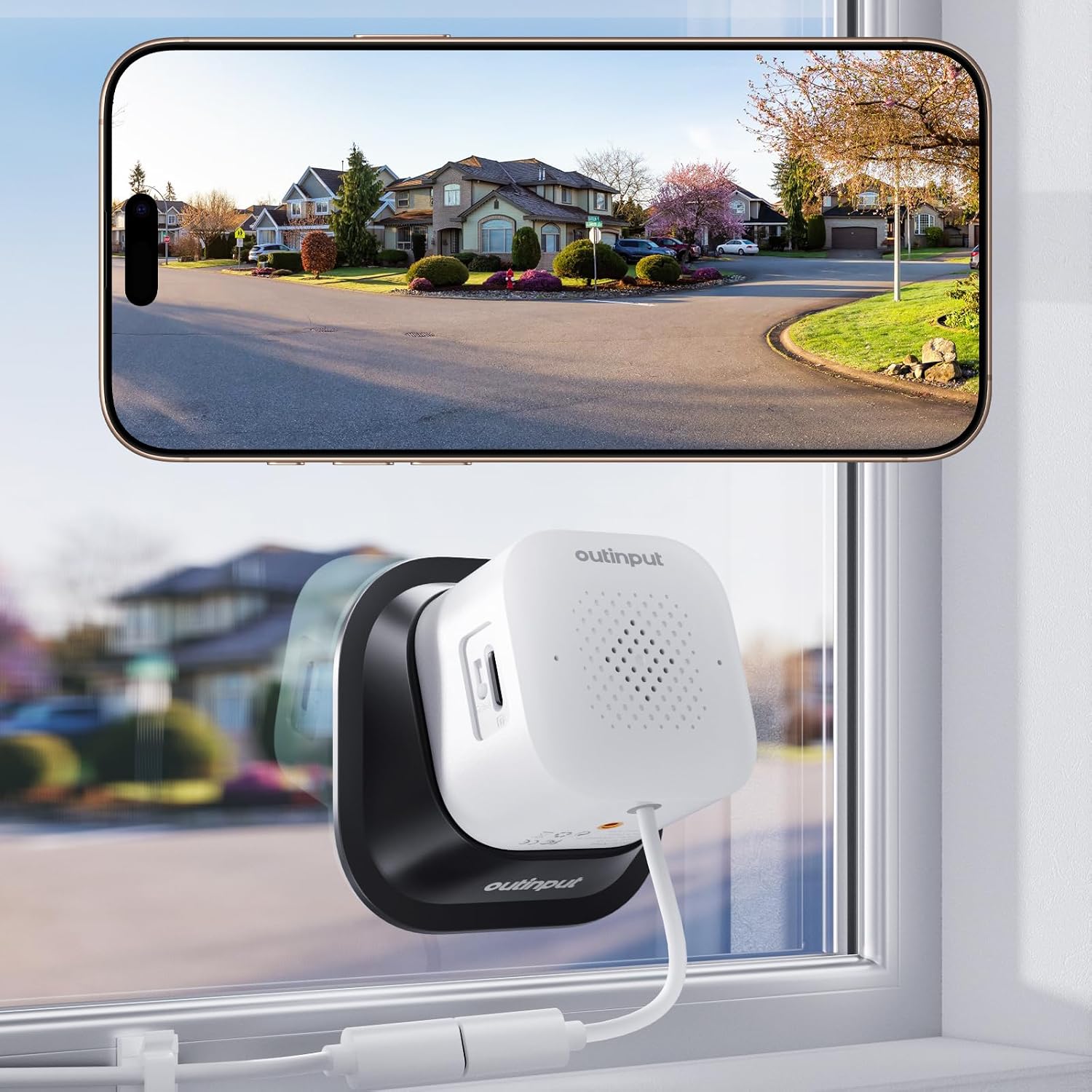 Outinput 3MP 2K Indoor Window Camera - 2.4GHz & 5GHz WiFi Window Cameras for Home Security Looking Outside with Bracket, AI Color Night Vision, Person & Motion Detection, Anti-Glare, Anti-Reflection