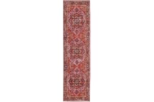RugVista Georgia Oriental, Tappeto Moderno, Pelo Corto, 80 x 300 cm, Runner/Passatoia, Qualità cert. OEKO-TEX Standard 100, Ciniglia, Corridoio, Camera da Letto, Cucina, Salotto, Ufficio, Rosso/Rosa