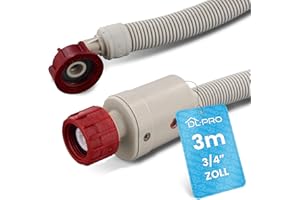 DL-pro Universal Zulaufschlauch 3m 3/4 Zoll Aquastop Schlauch gerade/gewinkelt Sicherheitsschlauch für Waschmaschine Spülmaschine Geschirrspüler 90°C 10 Bar