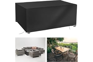OFFCUP Pokrowiec na meble ogrodowe, 180 x 120 x 74 cm, zestaw rattanowych kostek, wytrzymały materiał Oxford 420D, ochrona stołu i krzeseł, na zewnątrz