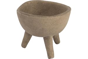 Creative Co-Op Boho-Pflanzgefäß mit Fuß aus Terrakotta, cremefarben