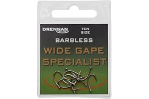 Drennan Wide Gape Specialist Barbless Hooks Size 10 Qty 10