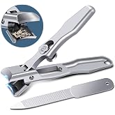 DRMODE Nail Clippers with Wide Jaw Hole, Thick Nail Clippers, Stainless | Splash-free jaw opening for thick nails, stainless
