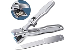Toe Nail Clippers for Thick Nails with Catcher - DRMODE German Nail Clippers for Senior Men with Wide Jaw Opening, Heavy Duty Nail Cutter Clipper with Sharp Curved Blade