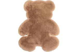 KRIPINC Tappeto Orso, Tappeto Animali, Tappeto di Pelle di Pecora, Tappeto Pelo Lungo, Tappeto Peloso, Tappeto Cameretta Bambino, Tappeto Orsetto per Soggiorno, Camera da Letto (Marrone, 75x105cm)