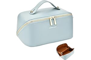 LUROON Cosmetic Bags Large Capacity Ladies Waterproof Makeup Bag Leather Wide Opening Travel Cosmetic Bag with Compartments for Women Girls Beauty Organiser Make Up Bag Beauty Bag