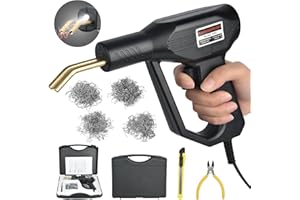 NUZEKY Saldatrice in plastica – Set di riparazione paraurti auto con 1000 pezzi chiodo saldatura -50 W plastica saldatrice 220 V plastica saldatura pistola saldatrice per riparazione parti in plastica